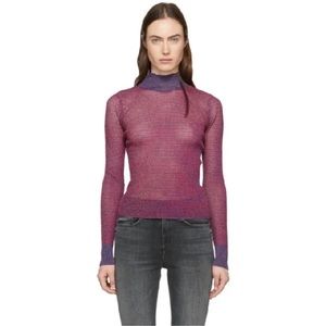 New RAG & BONE Purple Raina Turtleneck Top In 500 Purple Size L